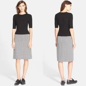 Theory Jothena Winhall Mixed Media Black White Houndstooth Dress Small